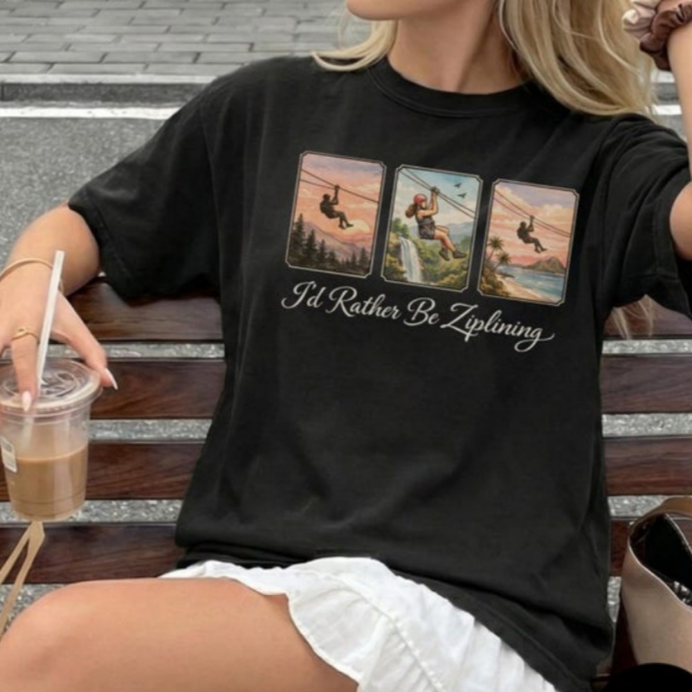 Outdoor Adventure Zipline - I'd Rather Be Ziplining T-Shirt Adventure