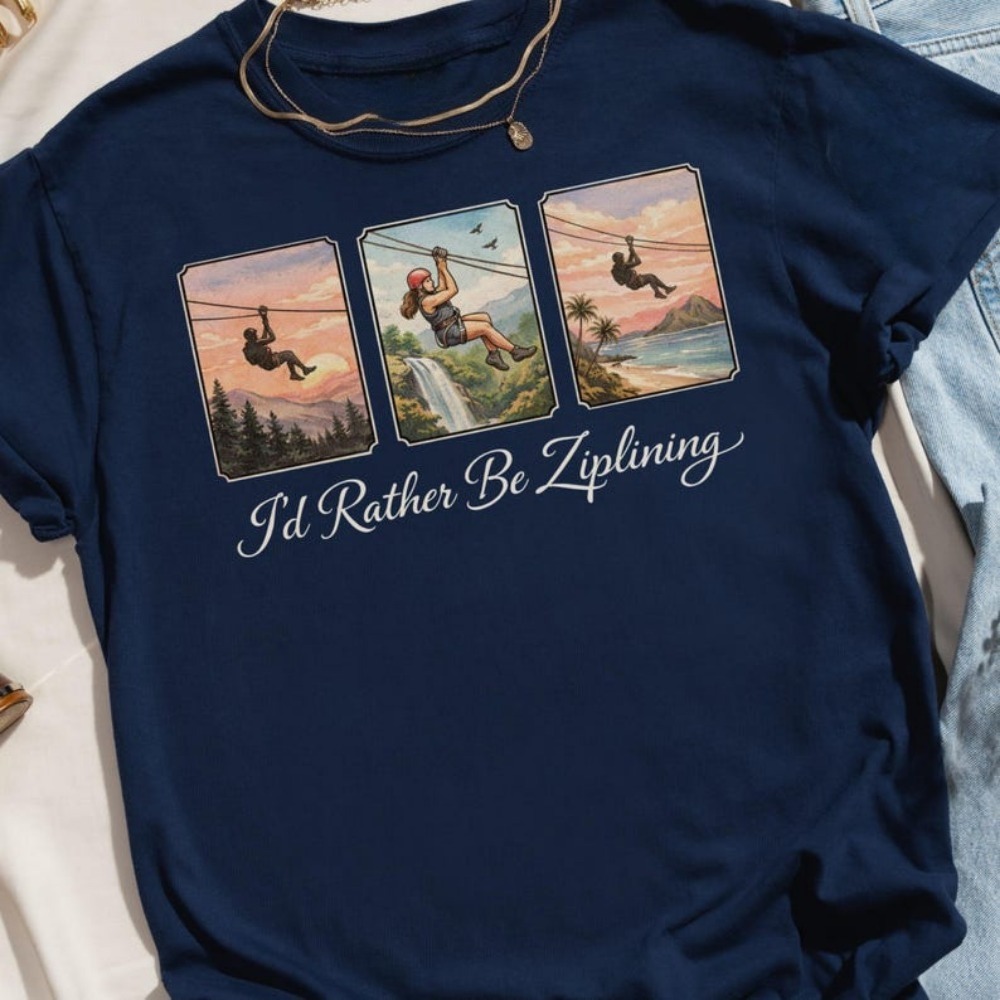 I'd Rather Be Ziplining T-Shir - Outdoor Adventure Zipline recension och pris