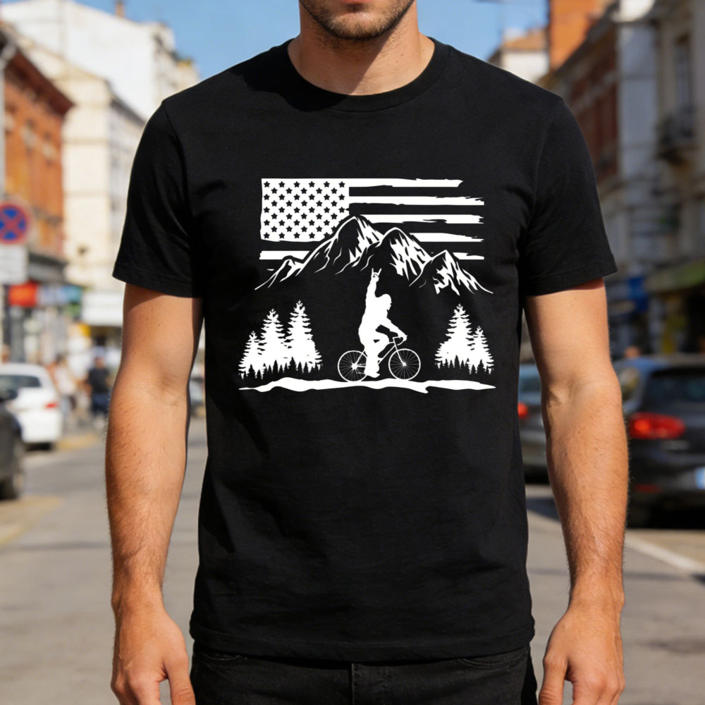 Mountain Biking Usa Flag Men T - Outdoor Adventure Usa recension och pris