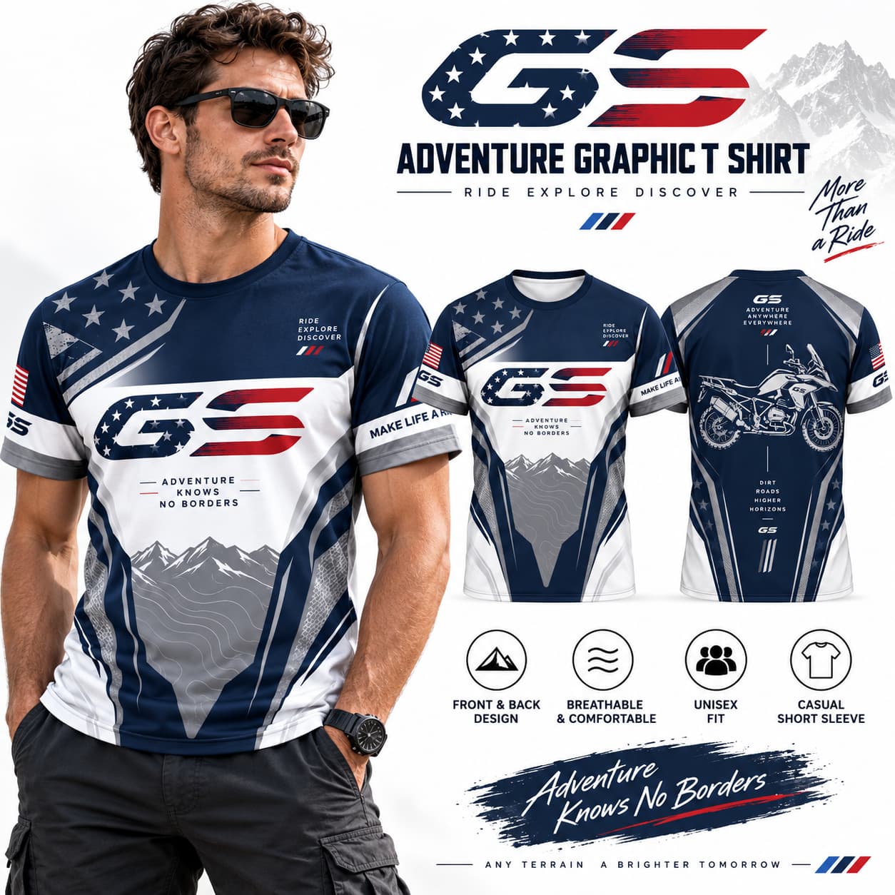 Mens T Shirt GS Motorcycle USA - Outdoor Adventure Usa recension och pris